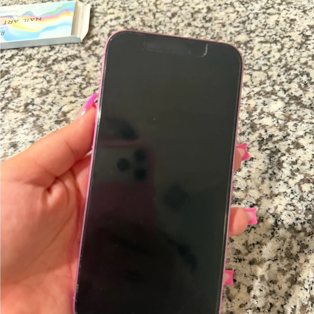 Pink iPhone 16 plus   Cracks on protector screen only